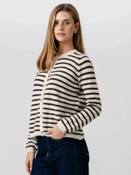 TEESHOPPEN Pulover Crizette Striped murdar alb