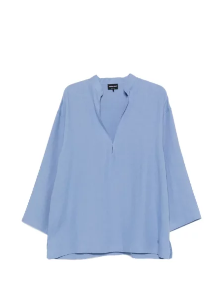 Cămașă Giorgio Armani cu decolteu în V albastru