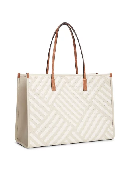 Tommy Hilfiger Geantă shopper TH CITY cu adaos de piele alb