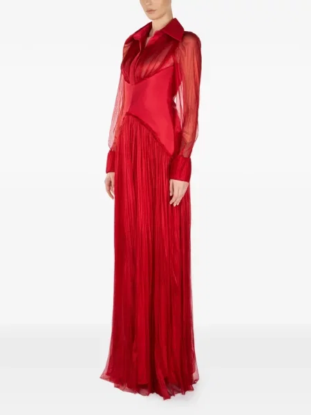 Rochie maxi Araftu plisată de costum roșu