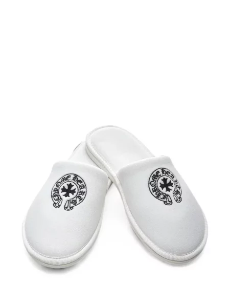 Papuci de casă Chrome Hearts cu motiv cu inimi alb