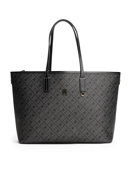 Kožna shopper torbica Tommy Hilfiger crna