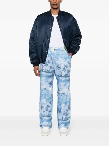 Raštuotos plačiakojis kelnės Palm Angels mėlyna