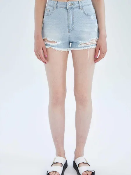 Pantaloni Defacto cu talie înaltă gri