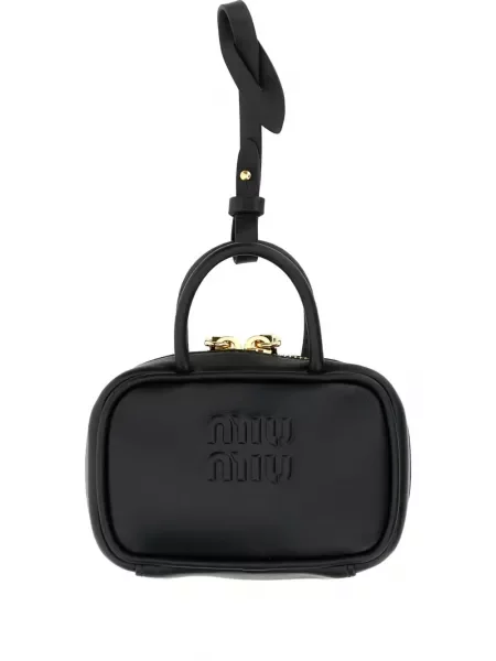 Top Miu Miu din piele negru