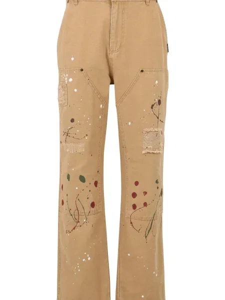 Karl Kani Pantaloni cu maro cămilă / verde închis / cireș roșu