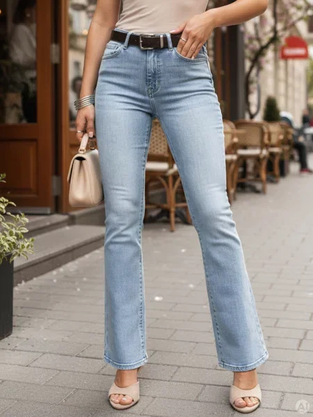 Spodnie jeansowe dzwony z paskiem MODELISS Dstreet niebieskie