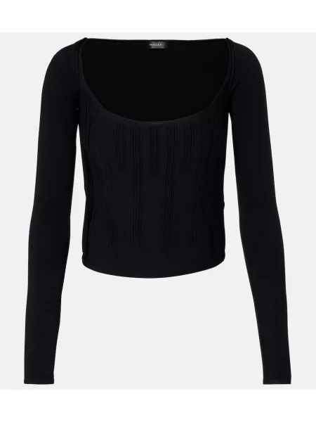 Top Mugler tricotate negru