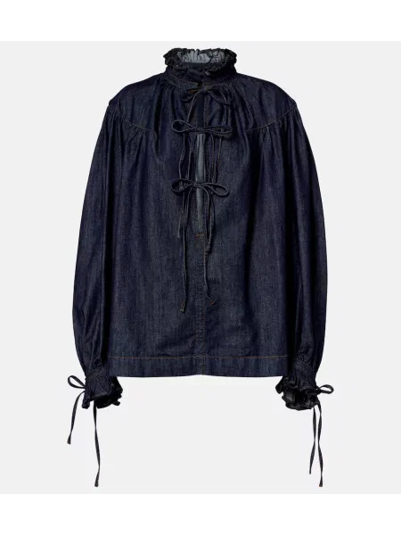 Bluză Dries Van Noten cu volane albastru