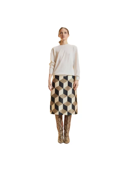 Wielobarwność spódnica midi Cynthia Rowley wełniana do kolan