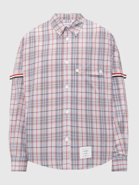 Рубашка в клетку Thom Browne белая