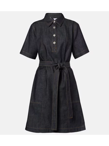 Rochie din denim Bottega Veneta până la genunchi de costum albastru