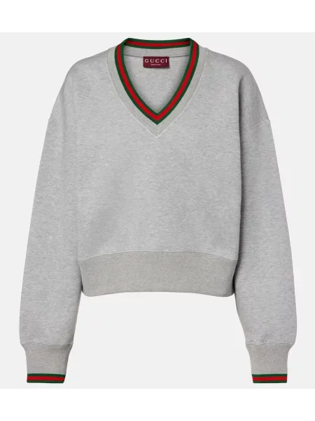 Hanorac Gucci cu dungi din jerseu gri