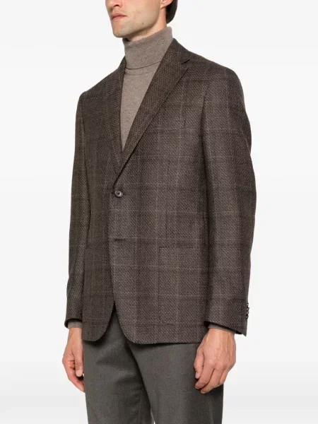 Sacou Corneliani de lână în carouri maro