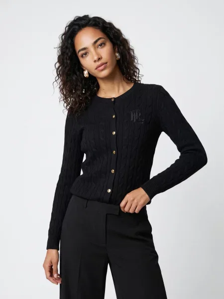 Kardigán Lauren Ralph Lauren čierna