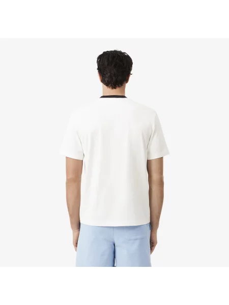 Lacoste T-Shirt O Klasycznym Kroju W Bloki Kolorów biały