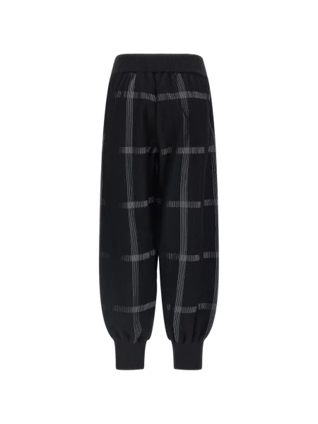 Pletene hlače Pleats Please Issey Miyake karirane crna