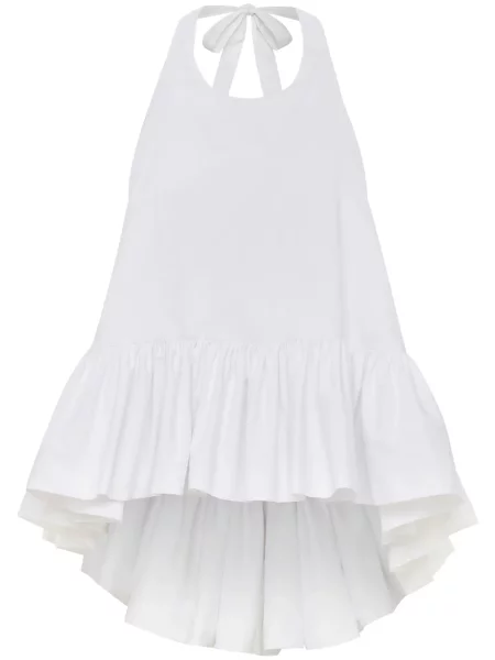 Top Azeeza din poplin cu gât halter alb