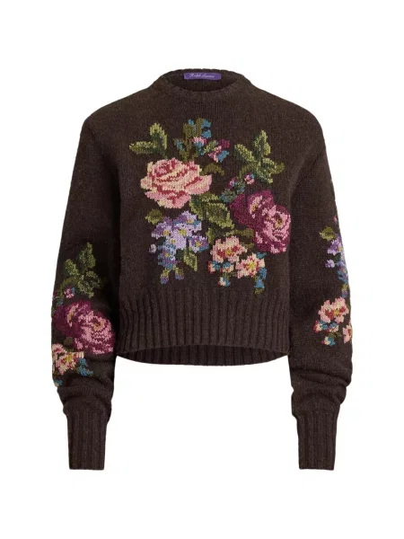 Pulover Ralph Lauren Collection din cașmir cu model floral maro
