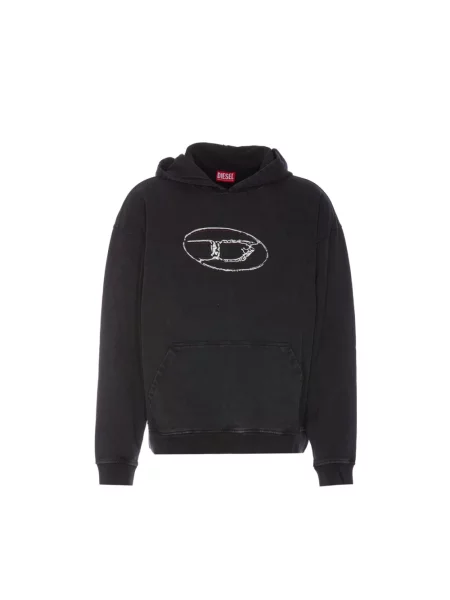 Bluza z kapturem Diesel z kapturem z nadrukiem czarna