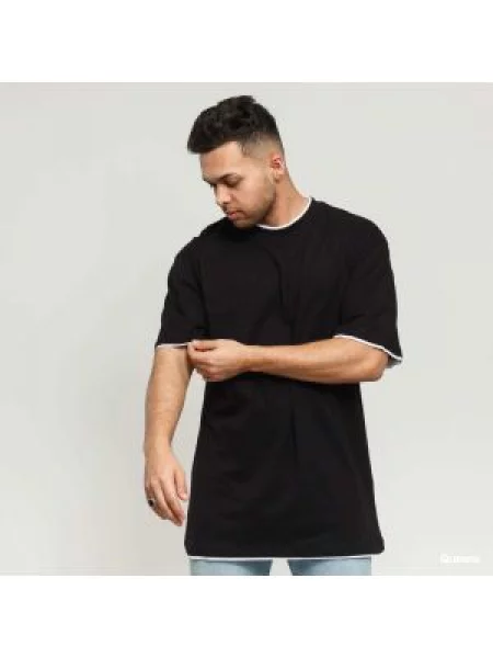Тениска Urban Classics Contrast Tall Tee Black / White M черно