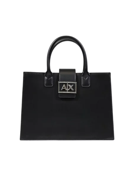Armani Exchange torebka shopper z imitacji skóry czarna
