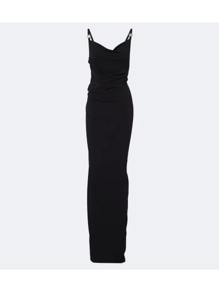 Rochie maxi Coperni din jerseu drapată cu spatele deschis negru