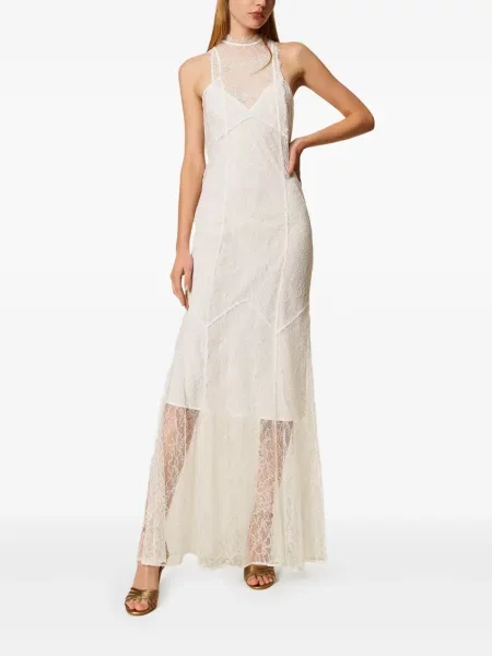 Nėriniuotas kostiumas maksi maxi suknele Twinset balta