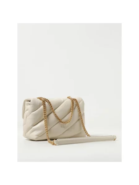 Torebka crossbody Pinko klasyczna z owczej skóry biała