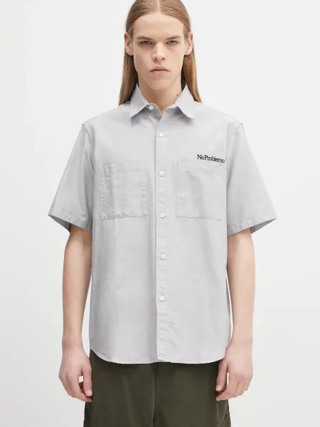 No Problemo cămașă din SS Uniform Shirt cu guler clasic relaxed gri