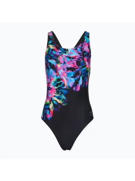 Costum de baie întreg pentru femei Speedo FL Placement Printed Powerback glitchy garden/black negru