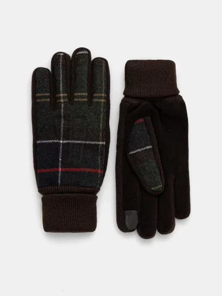 Barbour mănuși cu lână Hackney Tartan verde