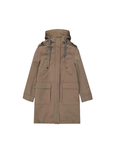 Parka Brunello Cucinelli z kapturem brązowa