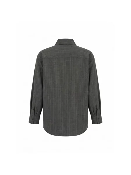 Koszula Jil Sander wełniana w paski szara