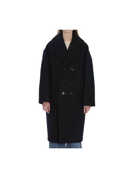 Długi płaszcz Céline wełniany niebieski