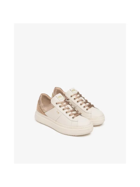 Sneakersy Nerogiardini skórzane na platformie białe