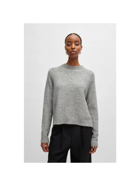 BOSS sweter z domieszką wełny szary