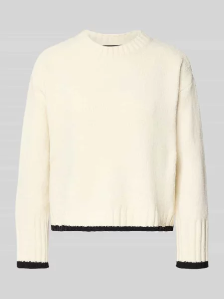 Sweter z dzianiny o kroju regular fit z brzegiem w kontrastowym kolorze model ‘SHADOW’ Vero Moda