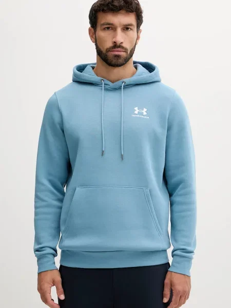 Флийс суичър с качулка Under Armour с качулка с принт синьо