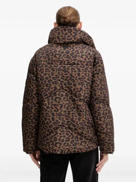 Geacă Guess cu imagine cu imprimeu animal print maro