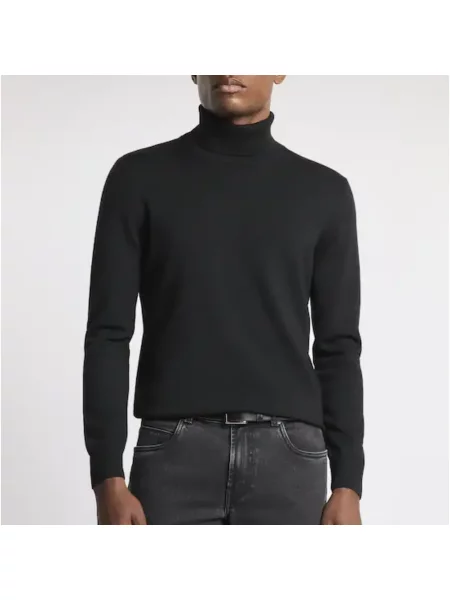 Sweter z golfem Fay wełniany do golfa czarny