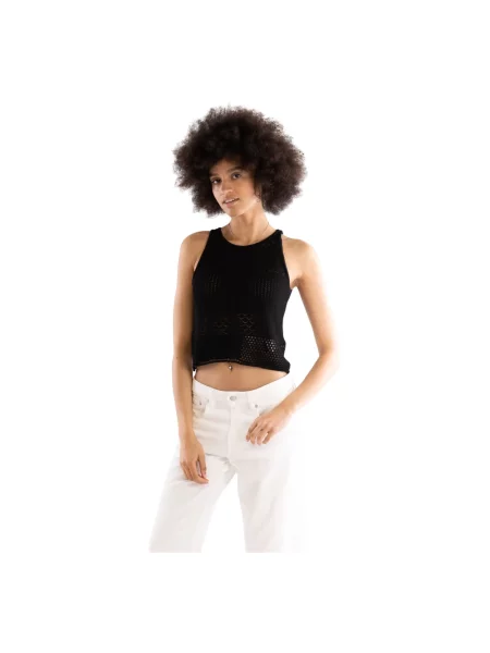 Dzianinowy top Akep czarny