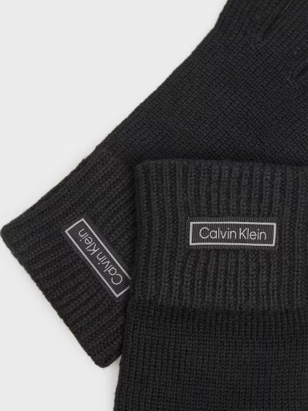 Шерстяные перчатки Calvin Klein черные