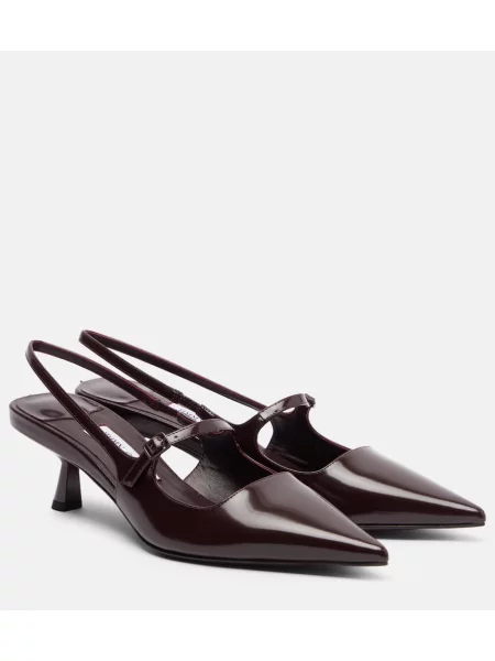 Pantofi cu toc Jimmy Choo din piele slingback bordo