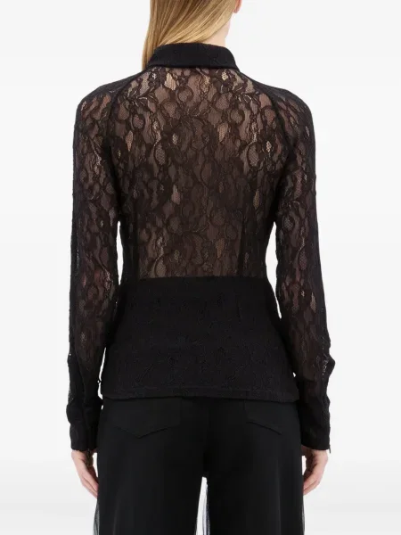 Cămașă Msgm cu model floral din dantelă negru