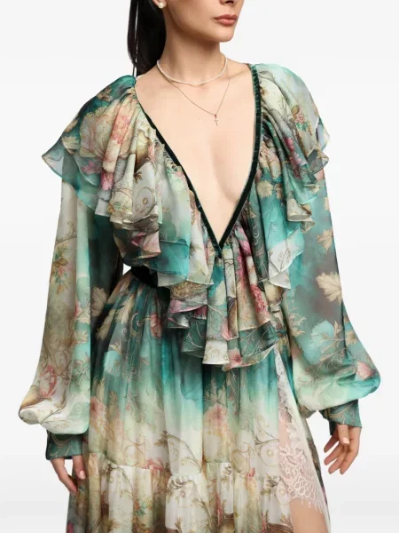 Rochie Miau By Clara Rotescu cu model floral cu imagine albastru