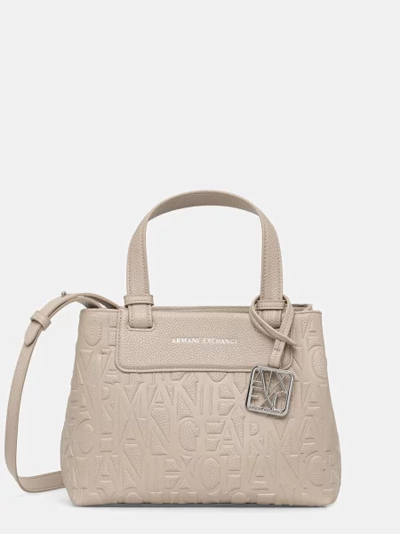 Geantă shopper Armani Exchange din piele bej