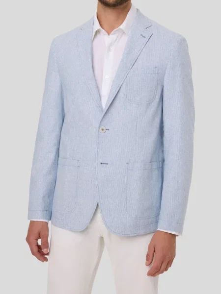 Льняной пиджак Pierre Cardin голубой
