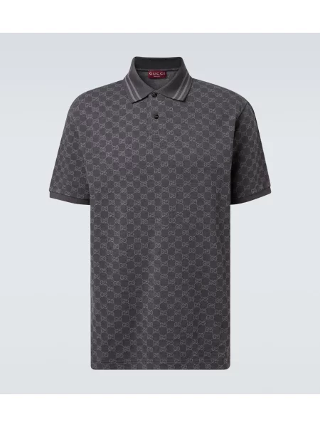 Жакардова поло тениска Gucci сиво