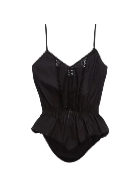 Bluzka Msgm z dekoltem w serek koronkowa czarna